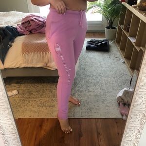 Pink champion joggers from urban outfitters